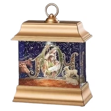 Goldtone Joy Holy Family Tabletop Snow Water Globe by Roman