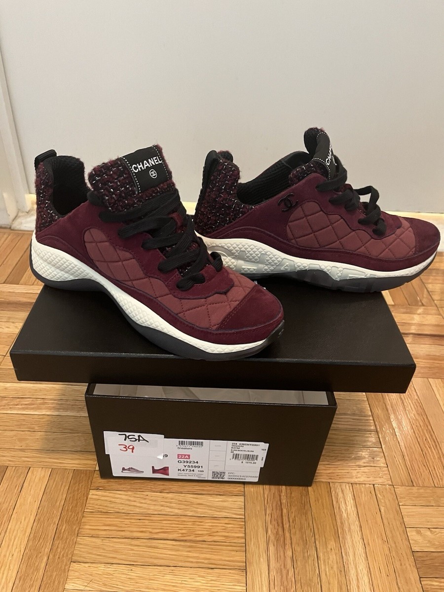 CHANEL women's Burgundy sneakers Size 39 $1275 Retail Made In