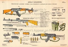 Soviet Military Poster Print AKM KALASHNIKOV RIFLE