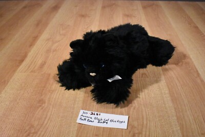 Aurora Inky the Fluffy Black Cat Beanbag Plush w/ Blue Eyes and Bell(310-2681)