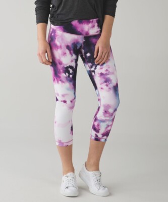 Lululemon Women's Wunder Under Crop III Blooming Pixie Multi Purple Pink Sz 6