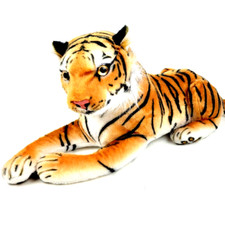 Tiger Tale Toys Tiger Bengal Plush Stuffed Animal Realistic 18  Firm Head Laying