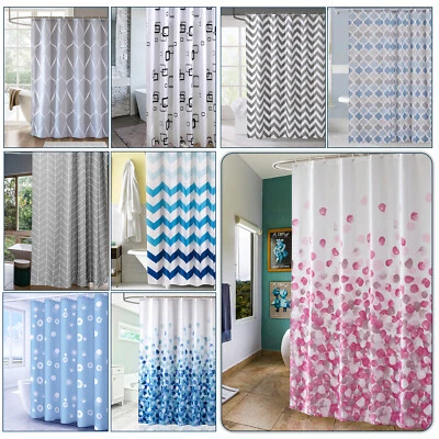 Shower Curtain Mould Proof Mildew Resistant Bathroom Polyester Fabric Curtains