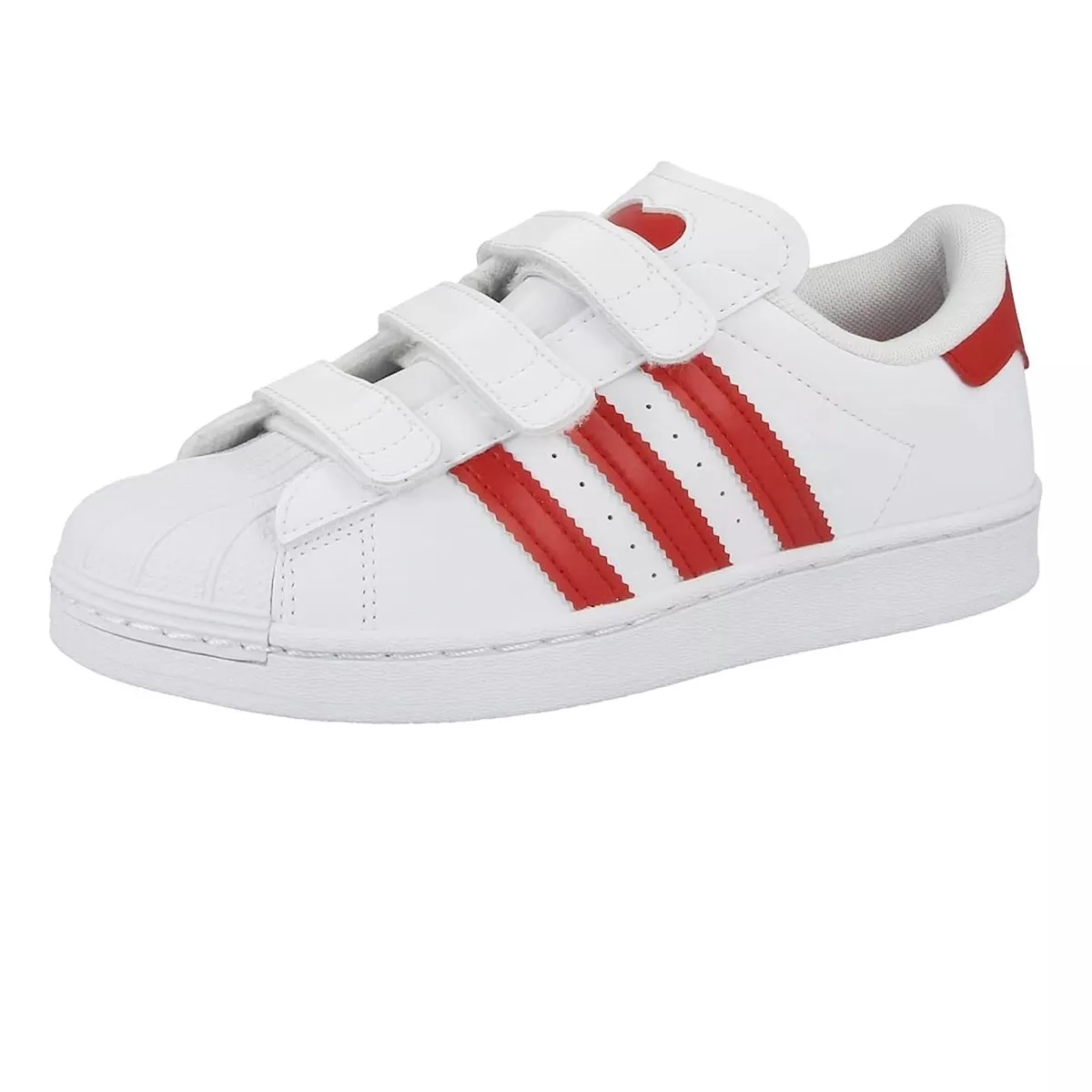 Adidas Original Superstar Cœur Fille Chaussures Enfants Blanc Rouge Coeur