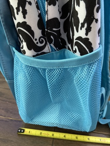 New Blue Black White Backpack Floral Skull School Bag - Picture 8 of 10