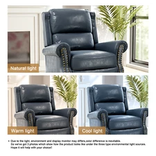 Nailhead Trim Pushback Recliner Chair Padded Seat Upholstered Living Room