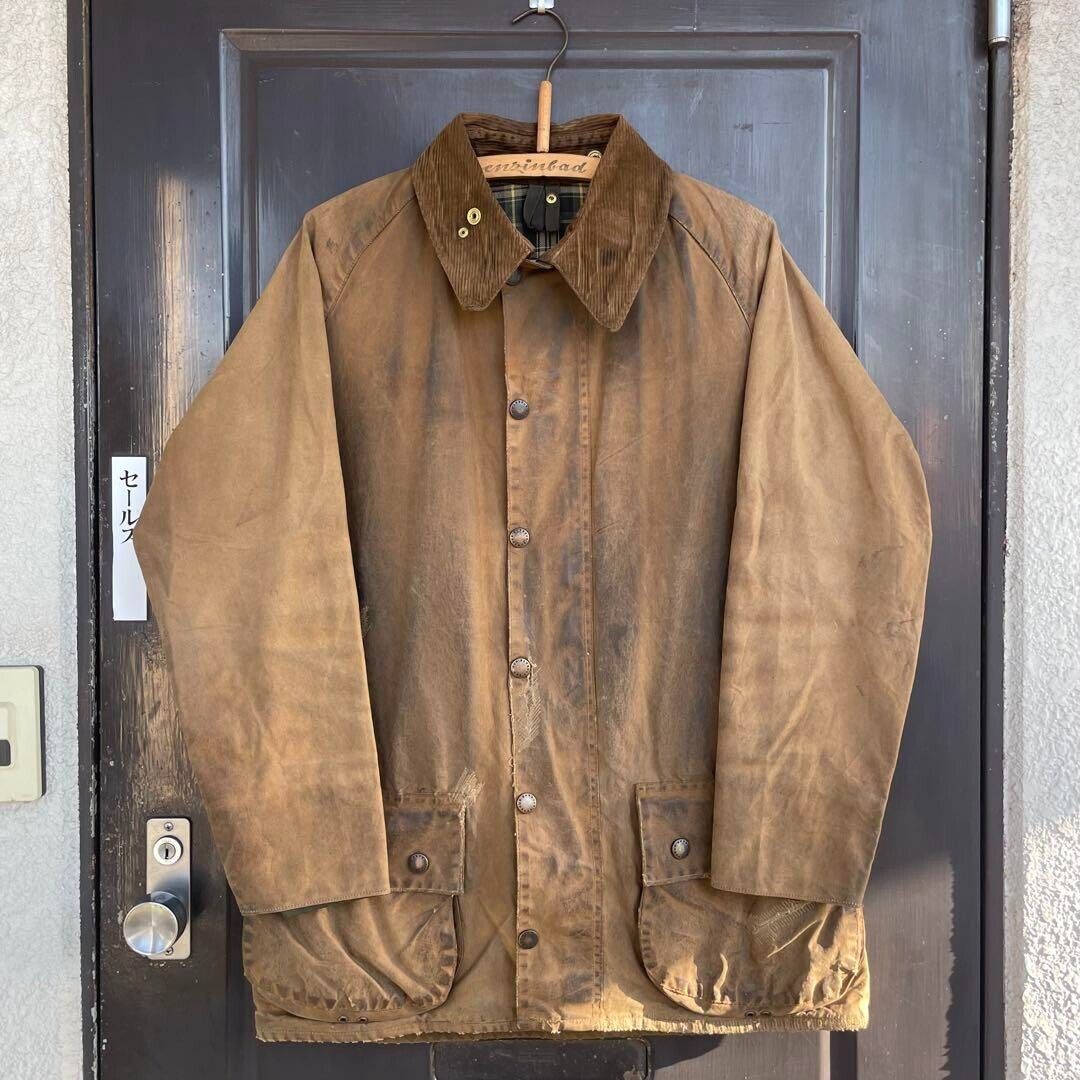 Barbour MOORLAND WAX Oiled Jacket Coat brown size C42 men Barbour MOORLAND WAX Oiled Jacket Coat brown size C42 men