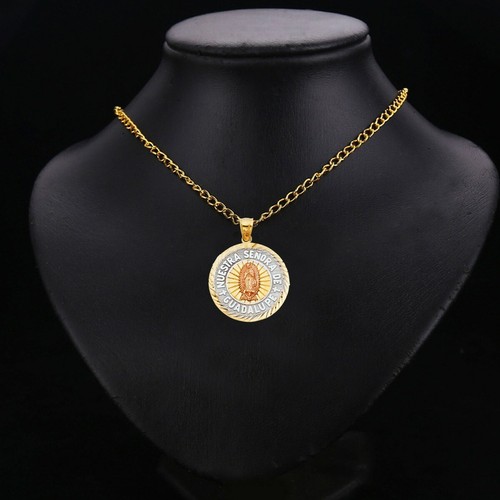 14K Tri Color Gold Religious Guadalupe Pendant For Necklace or Chain - Picture 2 of 4
