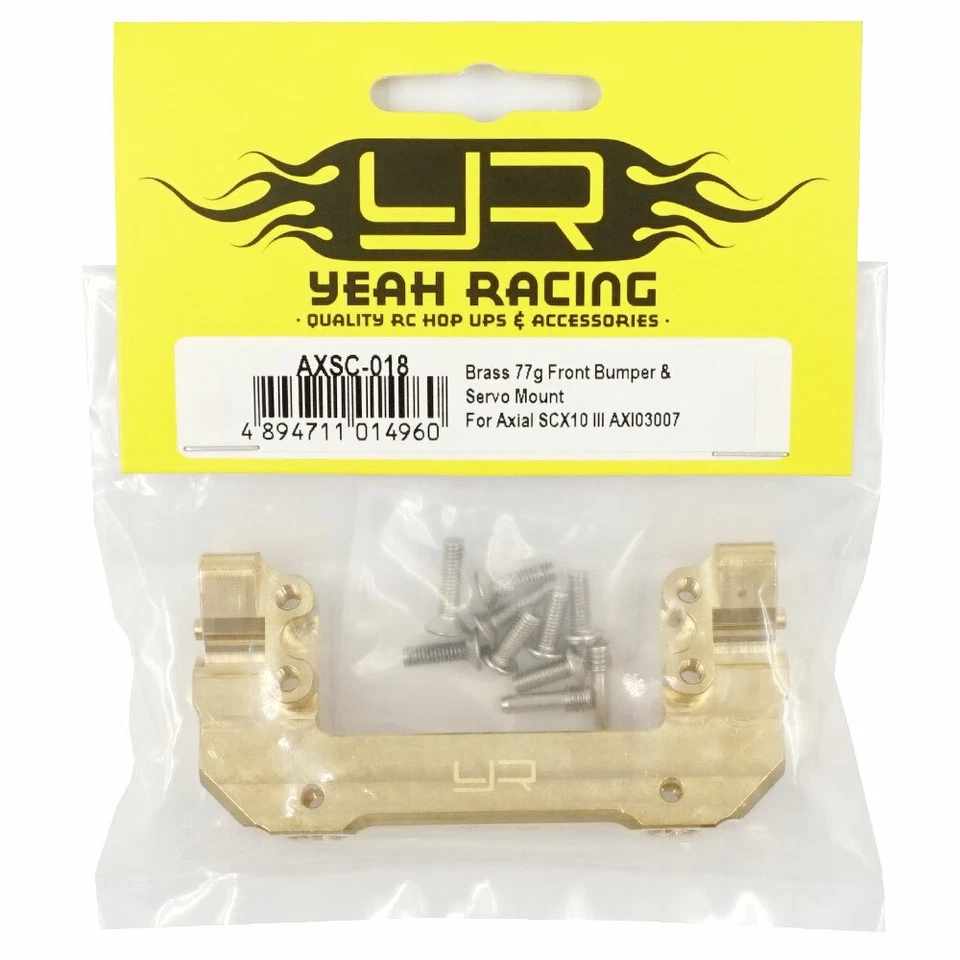 Yeah Racing AXSC-018 Brass 77g Front Bumper & Servo Mount Short Link : SCX10 III - Image 2 of 2