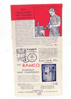 #ad RAMCO Piston Rings Brochure Jumbo Oil Slot Ring Advertising Vintage $5.75
