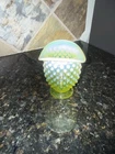 Vintage Topaz Fenton Opalescent Hobnail Vaseline Uranium Sm Glass Vase, Glows
