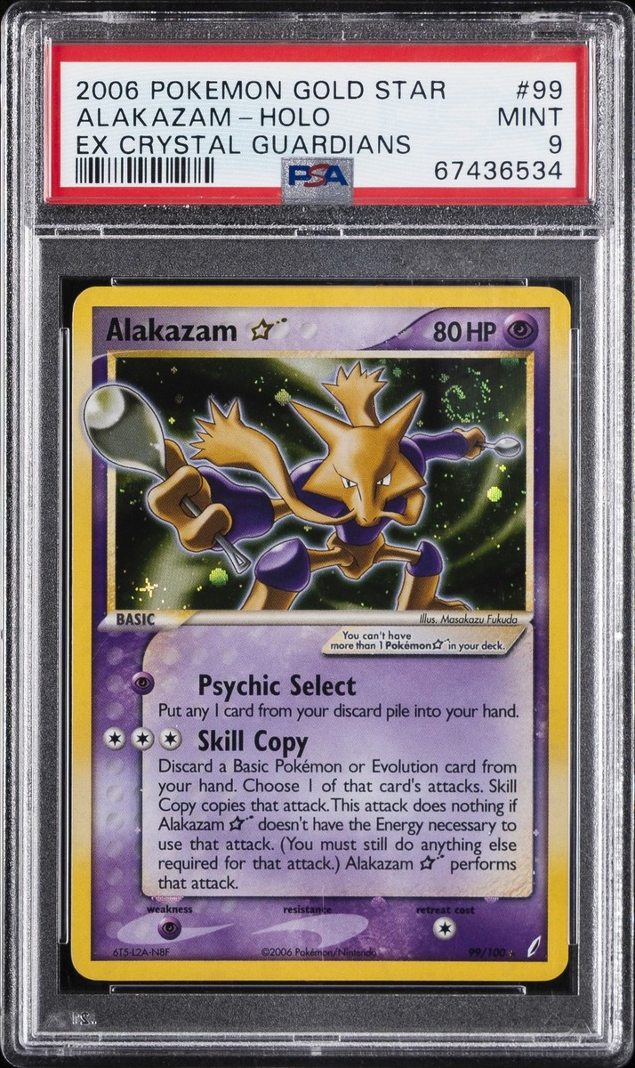 2006 POKEMON EX CRYSTAL GUARDIANS GOLD STAR #99 ALAKAZAM-HOLO PSA