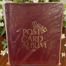 Vintage 1950s Postcard Album Red Greenfield MA Refillable Empty W/Inserts