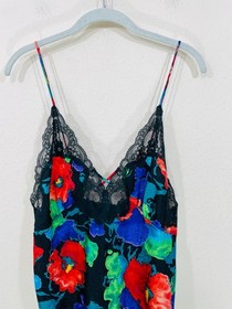 Vtg 80s Lingerie Floral Slip Babydoll Lace Gown Size M Indulgence Made in USA