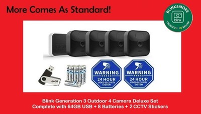 Blink Generation 3 Outdoor 4 Kamerasystem Deluxe Set mit 64GB USB + 2 CCTV
