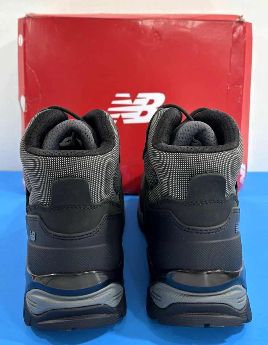 NIB 13 2E NEW BALANCE MENS ALLSITE EH PR WP COMP TOE WORK BOOTS MIDALLS BLACK