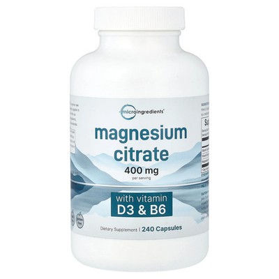 Magnesium Citrate With Vitamin D3 & B6, 240 Capsules