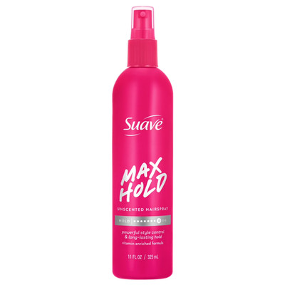 Suave Max Hold Unscented Non-Aerosol Hairspray, Strong Hold, All Hair Types, 11