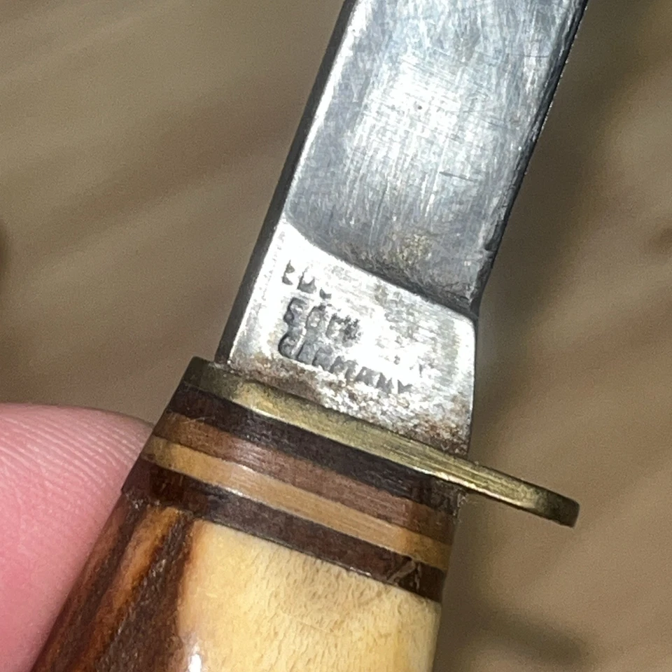 Cuchillo de caza Edge Mark 489 de colección hoja fija ciervo Solingen Alemania funda  Foto 4 de 4