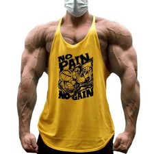 Mens Gym Stringer Tank Top Cotton Sleeveless Bodybuilding Workout Shirt Fit