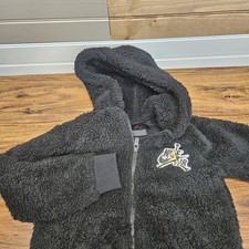 Nike Air Jordan Boys Fleece Jumpman Full Zip BLACK Hoodie Jacket Med 5-6 Yrs