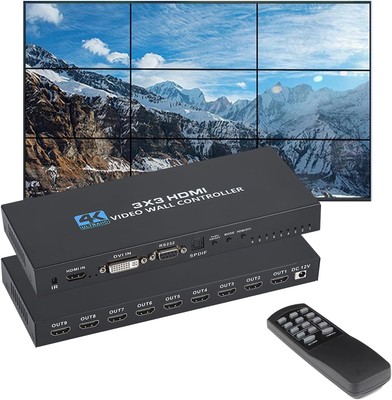 Video Wall Controller 3x3, TV Processor, 4K x 3x3 Controllers 