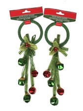Jingle Bells Christmas Holiday Door Knob Hanger Decoration - Set of 2 Green  R