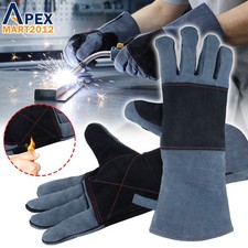 Fireproof Heat Resistant Work Gloves Leather Forge Welding BBQ Grill Stove Mitts
