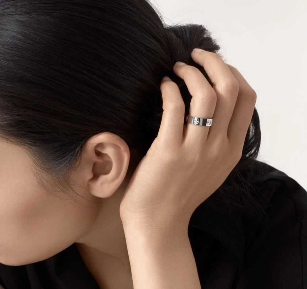 Anello Cartier oro bianco diamanti 3P fascia amore 51 B4032500 140784135