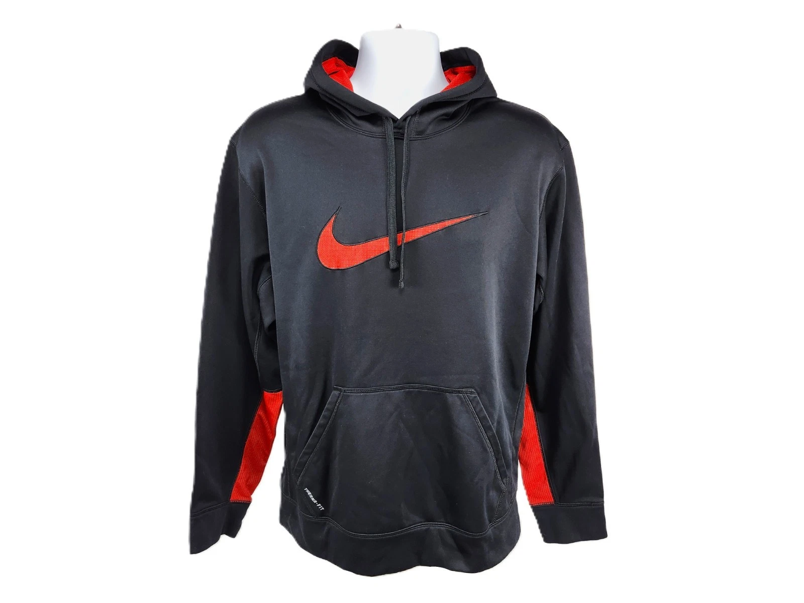 Nike Therma-Fit Performance Hoodie Sweatshirt, Black / Red Men's L Pullover