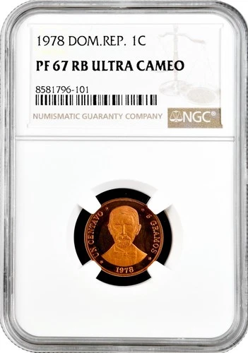 Dominican Republic 1 centavo 1978, NGC PF67 RB UC, "Republic (1937 - 2022)"