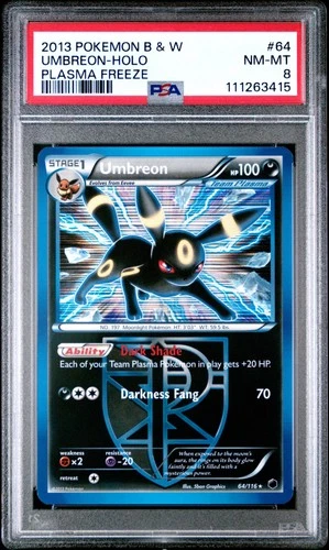 2013 Pokemon Black & White Plasma Freeze Umbreon Holo 64 PSA 8