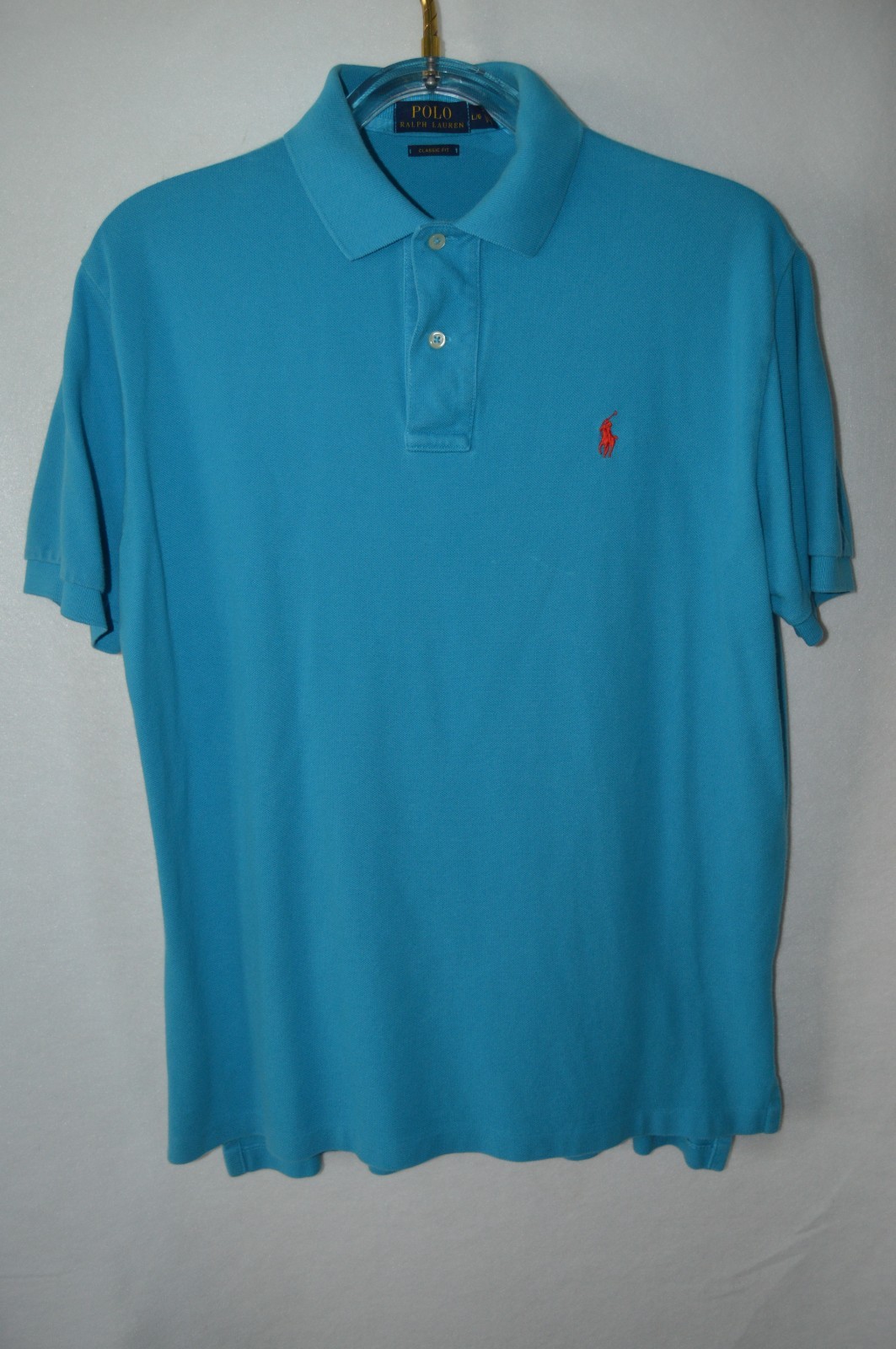 PONY Polo Ralph Lauren Uomo Polo SS Camicia Blu Vestibilità Classica Grande Cotone