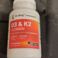 Dr. Berg Vitamin D3 10,000 IU K2 100mcg Immune Support 120 Caps Lot2500461