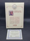 1925 Silver Peace $1 Dollar On Card w/ $60 Guyana Sun Yat-Sen Stamp COA