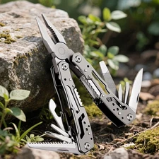 12-in-1 EDC Multi tool with Pocket Knife Needle Nose Pliers Wire Stripper Tools