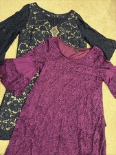 Lane Bryant Plus 18/20 Lace Overlay Dress Formal Cocktail Purple Blue Flare Boho