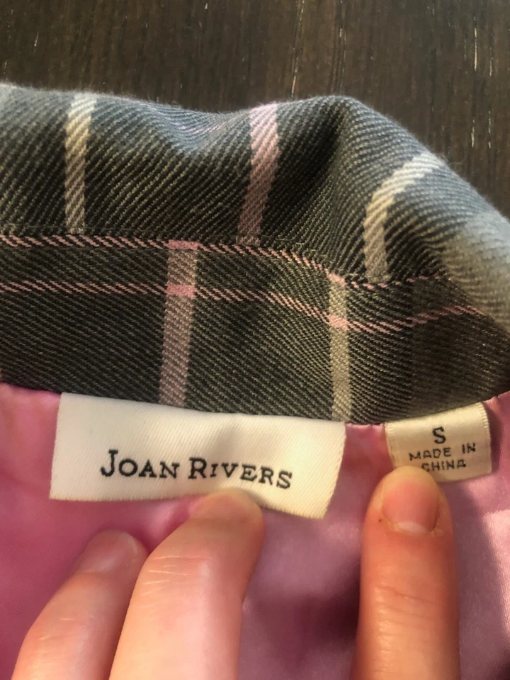 Blazer a cuadros Joan Rivers talla S (se ajusta como M) gris peplum rosa Foto 2 de 4
