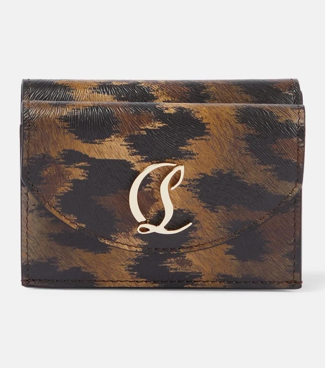未使用 クリスチャンルブタン LOUBI54 レオパード ウォレットバッグ 財布 Christian Louboutin LOUBI54 CL Compact Tri Fold Leopard Leather