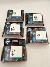 Lot Of 5 Factory Sealed Original HP 27 Black 28 Color Inkjet Cartridges
