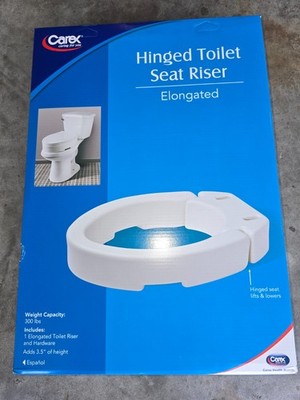 Toilet Seat Riser Carex Elongated Hinged Adds 3.5  Height up to 300 lbs NEW Box