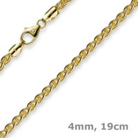 4Mm Armband Armkette Zopfkette Aus 585 Gold Gelbgold, 19Cm, Unisex, Goldarmband