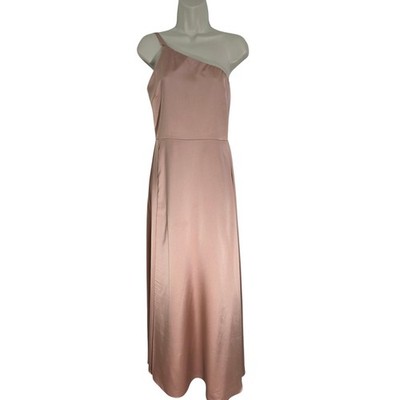 Show Me Your Mumu Rome One Shoulder Satin Maxi Dress Bronze Bridesmaid Gown M
