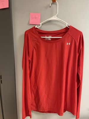 Under Armour Heat Gear Ladies Red Fitted Long Sleeve Top Size XL