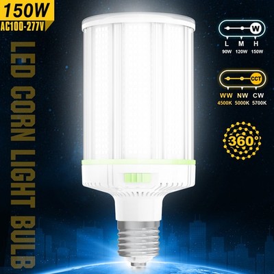 LED Corn Light Bulb 150W/120W/90W Adjustable Warehouse High Bay Lamps 22,500LM