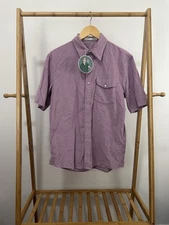 NWT Criquet Men's Purple Corduroy Pearl Snap Hydro Preppy Casual Tennis Shirt M