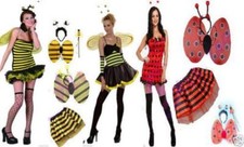 WOMENS LADYBIRD BUMBLE BEE TUTU SKIRT WINGS BOPPER FANCY DRESS COSTUME
