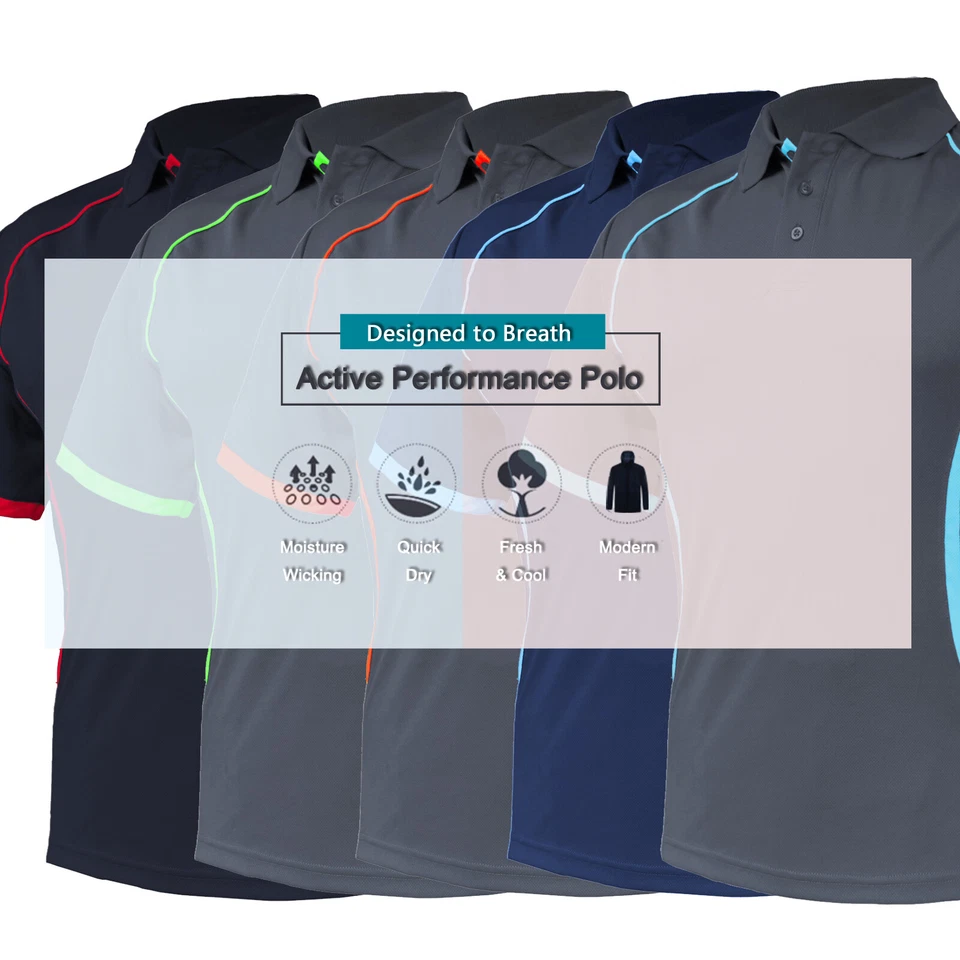 Contrast Work Polo Shirt Contrast Panels CLUB GYM TEAM TRADIES UNIFORM - image 4 of 4