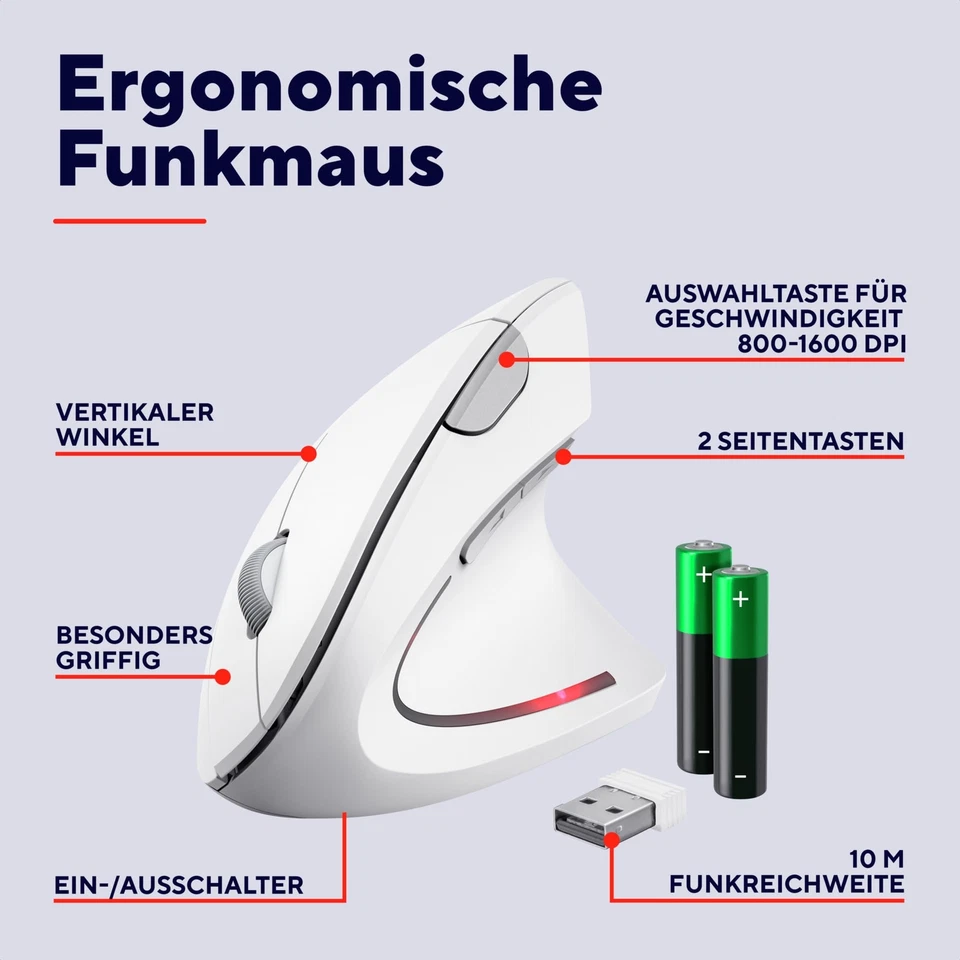 Verto Kabellose Vertikale Maus Wireless Ergonomische Maus Vorbeugung Gegen Ma... - Bild 2 von 4