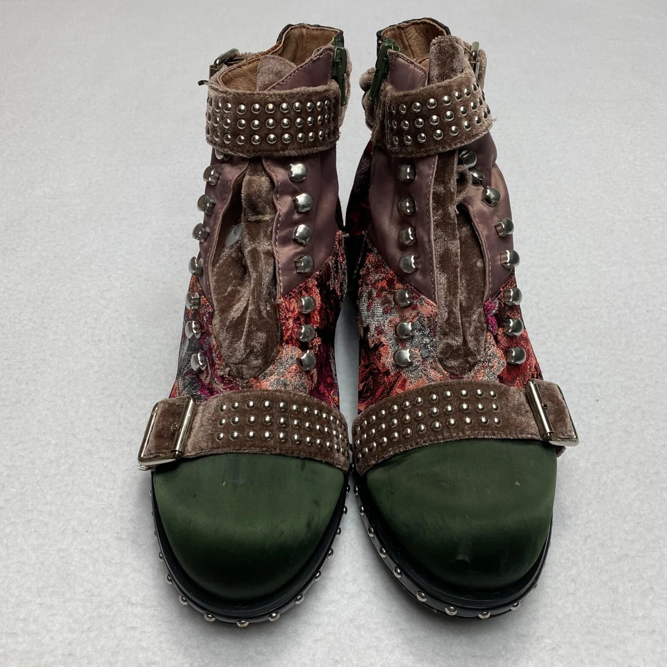 Jeffrey Campbell Botas Mujer 10M Verde Rojo Marrón Zapatos Con Cordones Vid Foto 2 de 4